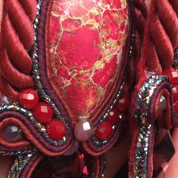 Huge Red Handmade Soutache Earrings NWOT - Picture 8 of 8